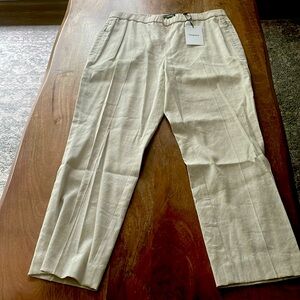 Theory Basic Pull On Pants Caliver Linen High Rise Cropped